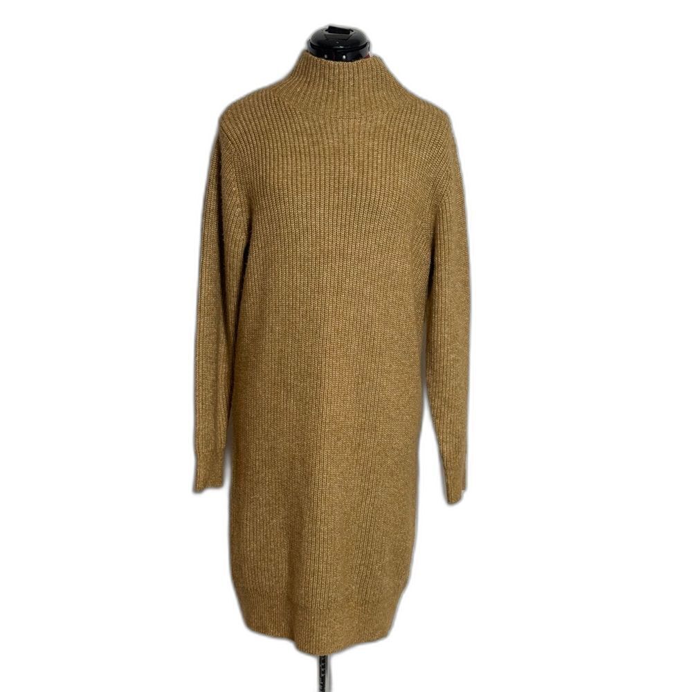 NWT MICHAEL Michael Kors Knit Sweater Dress Size Small Dark Camel Mock Neck